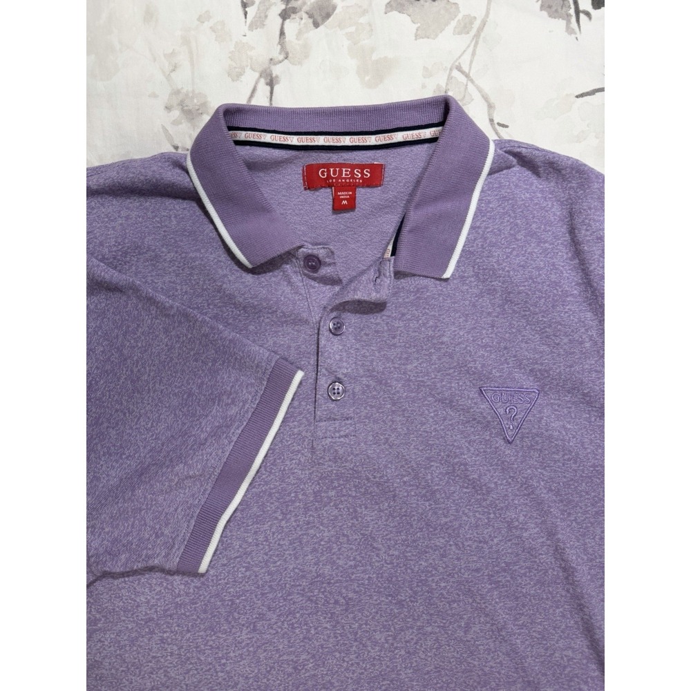 Guess Los Angeles LA Polo Shirt Exclusive Short Sleeve Purple Heather EUC